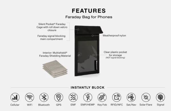 Faraday bag for phones features