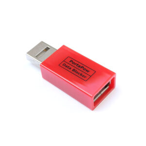 PortaPow USB-A to USB-A data blocker — physical juice jacking protection